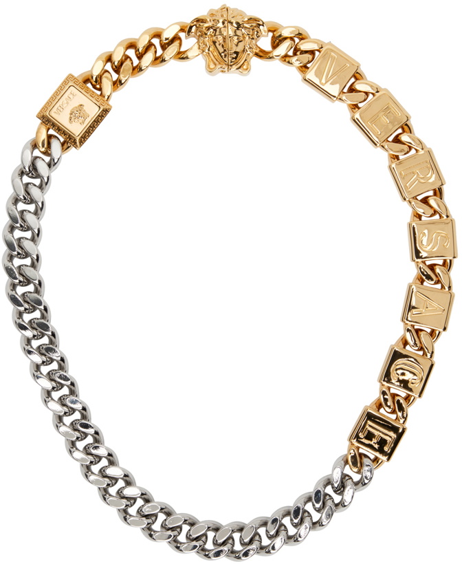 Photo: Versace Gold & Silver Medusa Tiles Necklace
