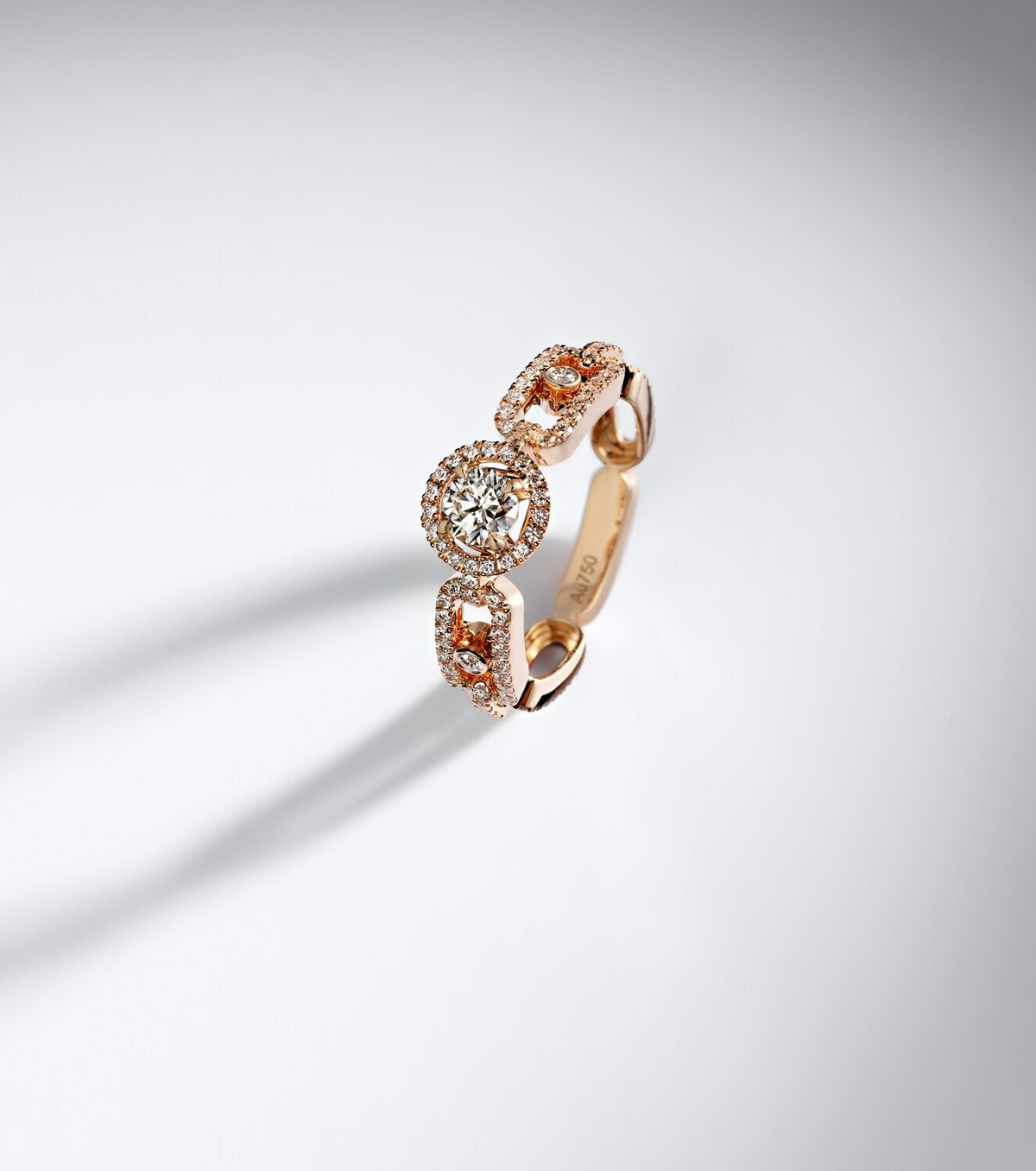 Messika Move Link 18kt rose gold ring with diamonds