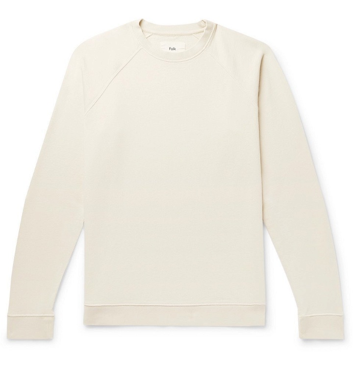 Photo: Folk - Rivet Garment-Dyed Loopback Cotton-Jersey Sweatshirt - Off-white