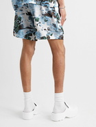 AMIRI - Straight-Leg Printed Silk-Twill Drawstring Bermuda Shorts - Blue