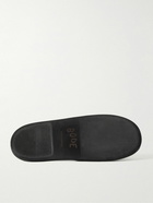 BODE - Leather-Trimmed Woven Raffia Slides - Black