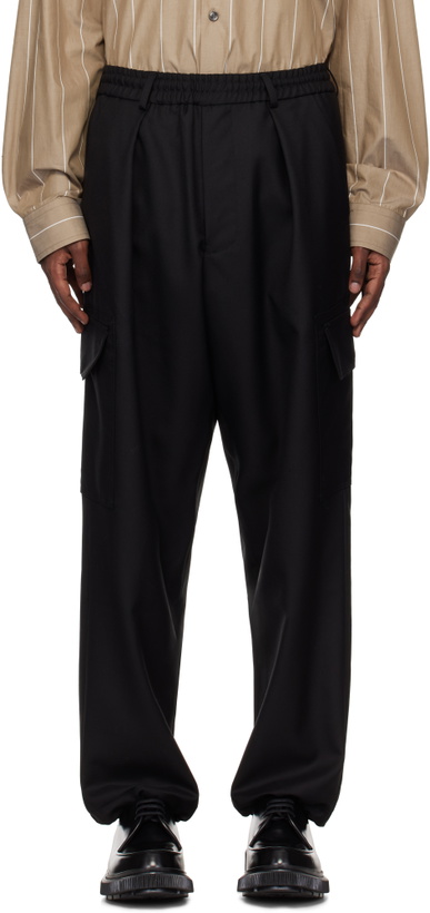 Photo: Lownn Black Wool Twill Cargo Pants