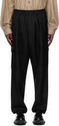 Lownn Black Wool Twill Cargo Pants