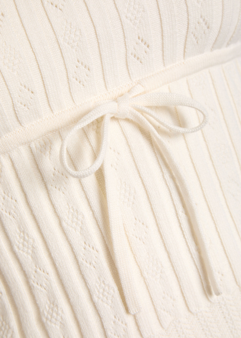 Reformation Erin Pointelle Stretch-cotton top and Skirt set Cream