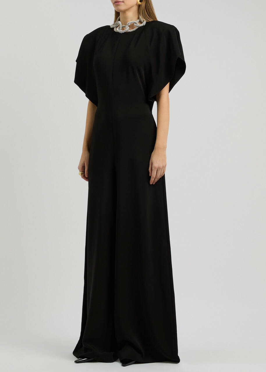 Stella Mccartney Crystal-embellished Jersey Jumpsuit Black