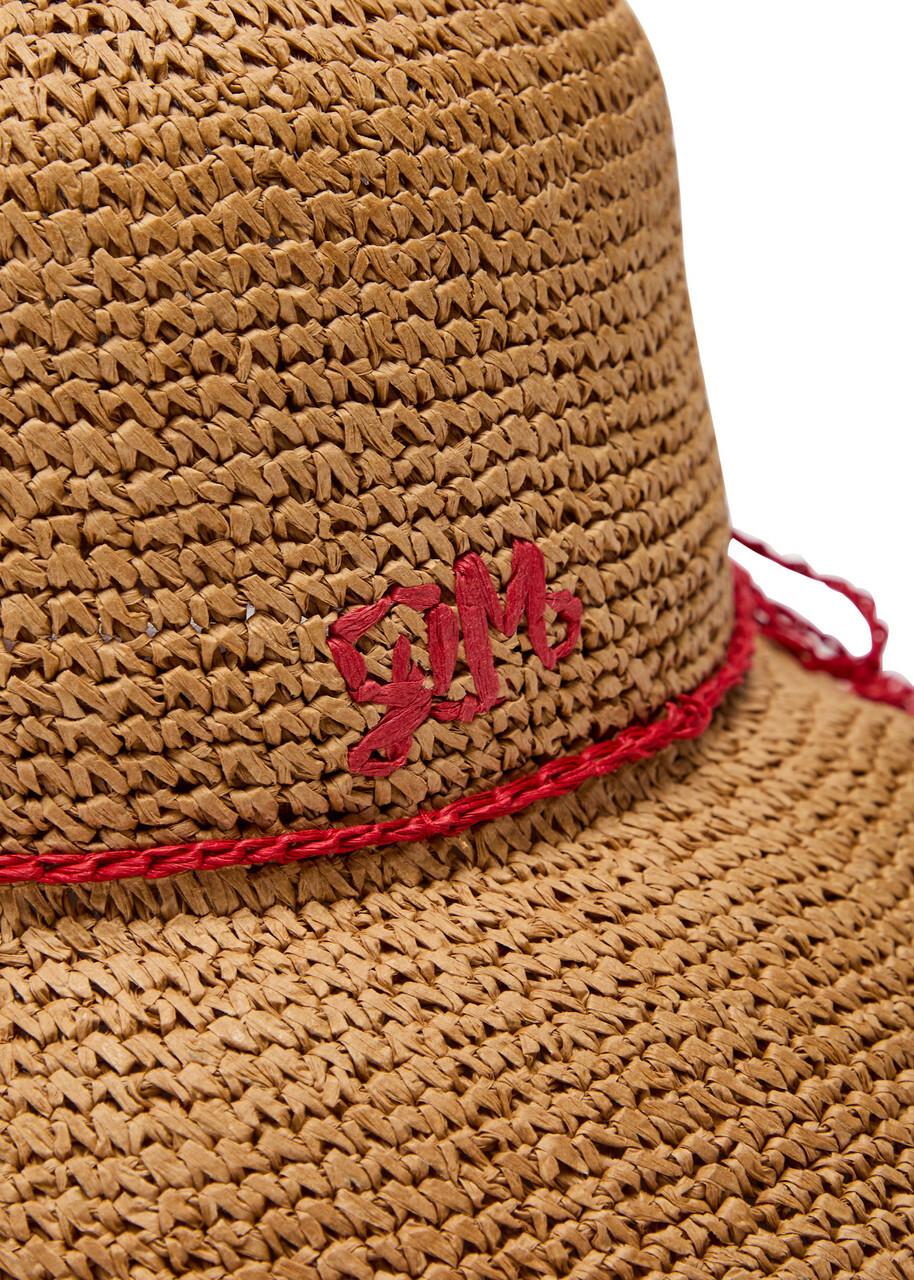 Damson Madder Logo-embroidered Straw sun hat - Natural - One Size