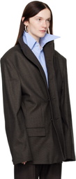 MARIE ADAM-LEENAERDT Brown High Neck Jacket