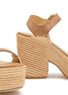 Gabriela Hearst Sardis 100 Suede and Raffia Platform Sandals Camel