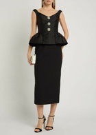 Roland Mouret Crystal-embellished Taffeta and Crepe Midi Dress Black