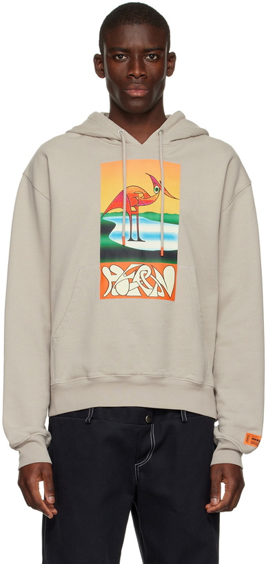 Photo: Heron Preston Gray Cotton Hoodie