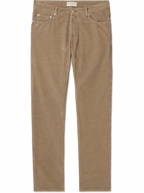 Photo: Officine Générale - James Slim-Fit Straight-Leg Cotton-Corduroy Trousers - Brown