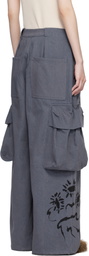 Collina Strada Blue Pleated Denim Cargo Pants