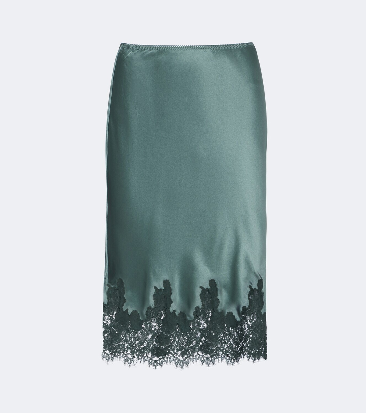Dôen Elowette lace-trimmed silk satin midi skirt