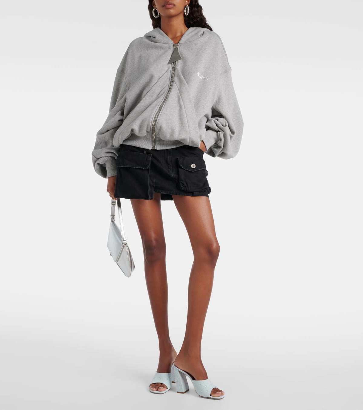 Amina Muaddi Brigitte 95 denim and leather mules Amina Muaddi