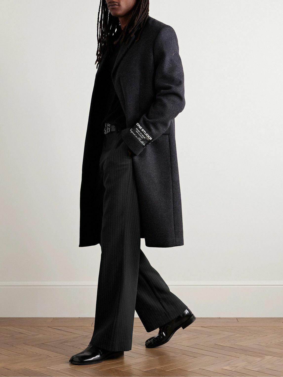 Acne Studios - Palvin Straight-Leg Pinstriped Wool-Blend Trousers - Black