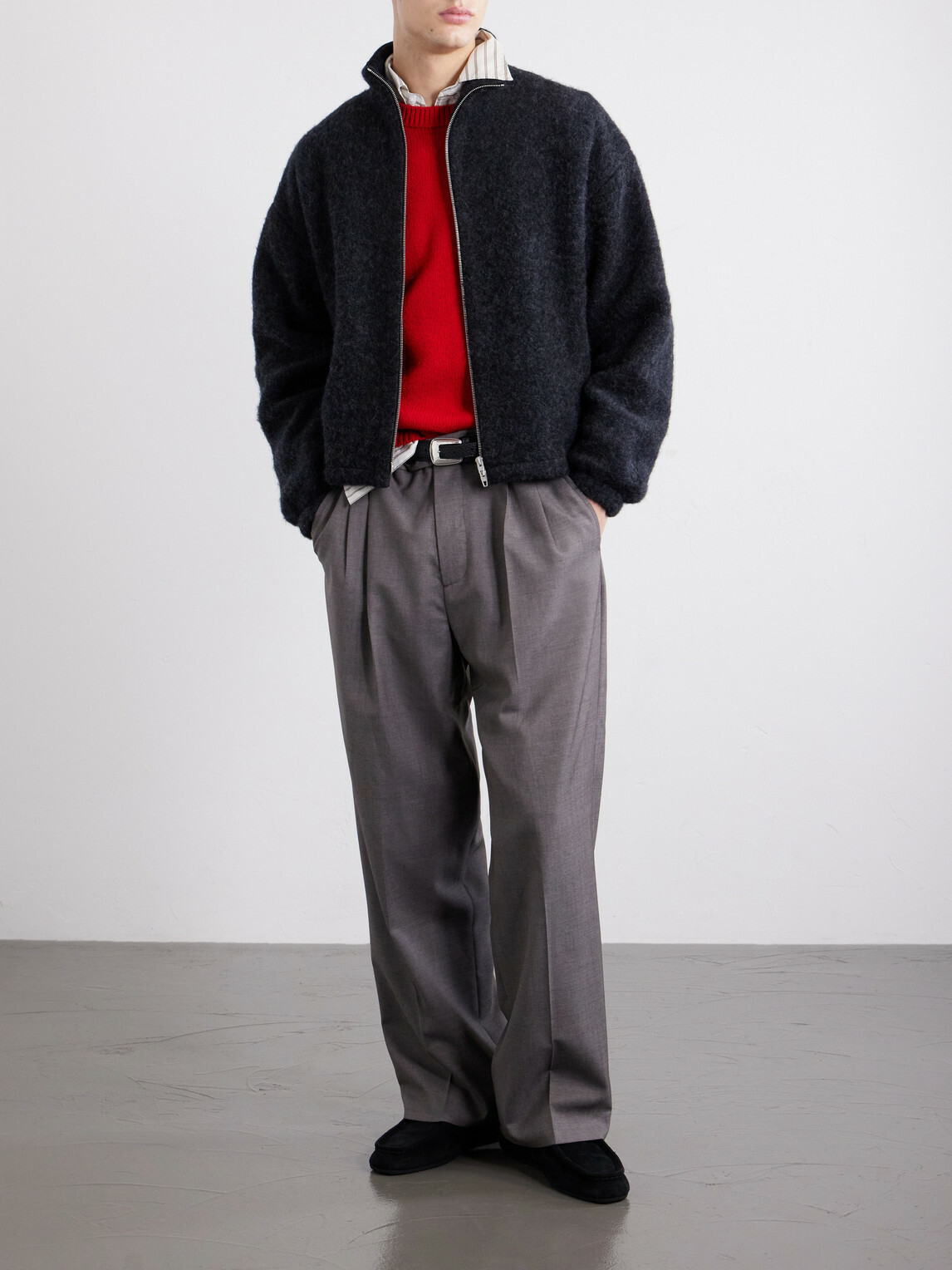 Jil Sander - Brushed Wool-Blend Blouson Jacket - Blue