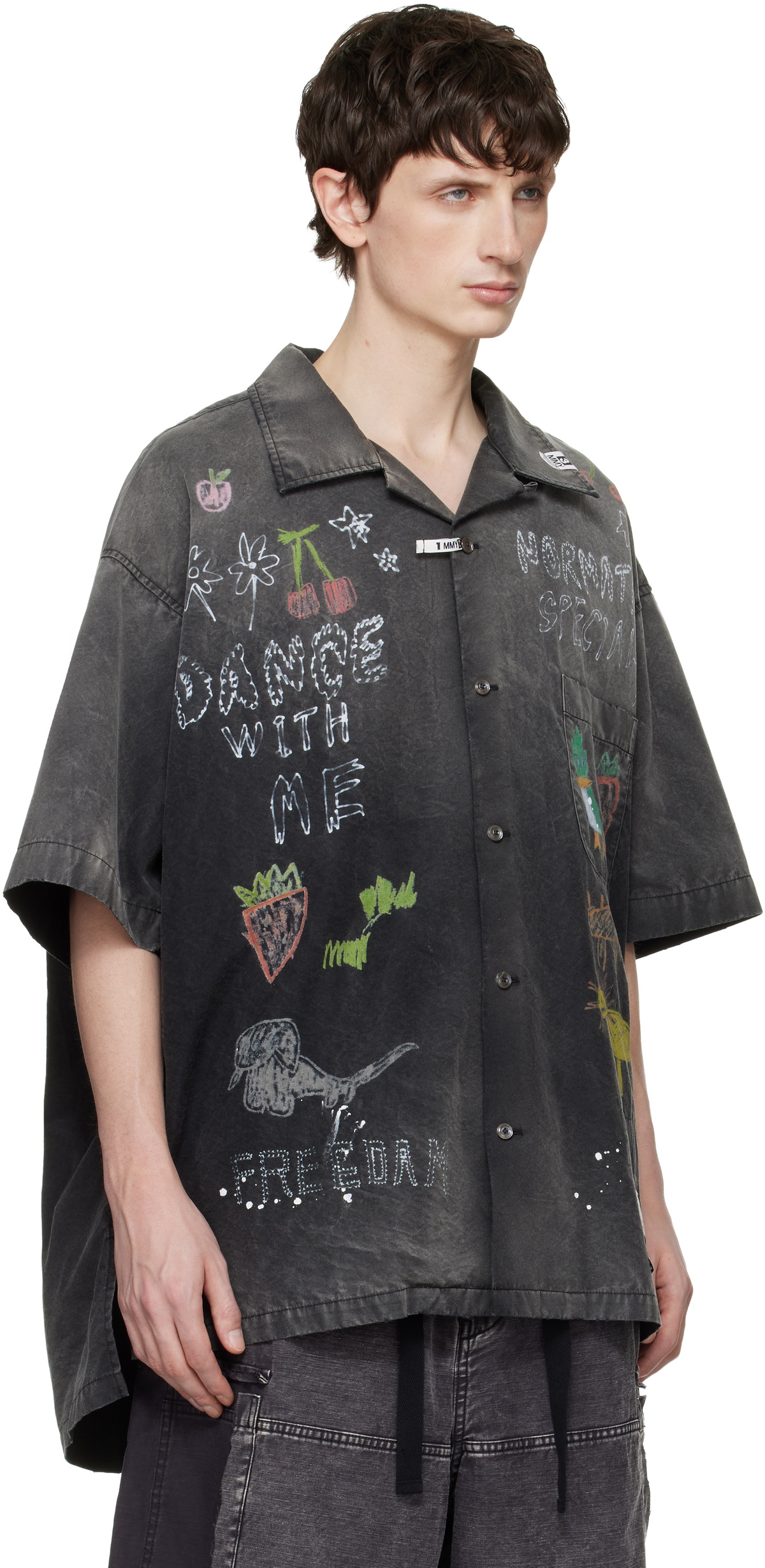Maison MIHARA YASUHIRO Black Hand Drawing Print Shirt