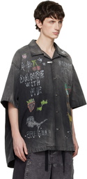 Maison MIHARA YASUHIRO Black Hand Drawing Print Shirt
