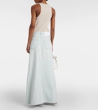 MM6 Maison Margiela Distressed denim maxi skirt