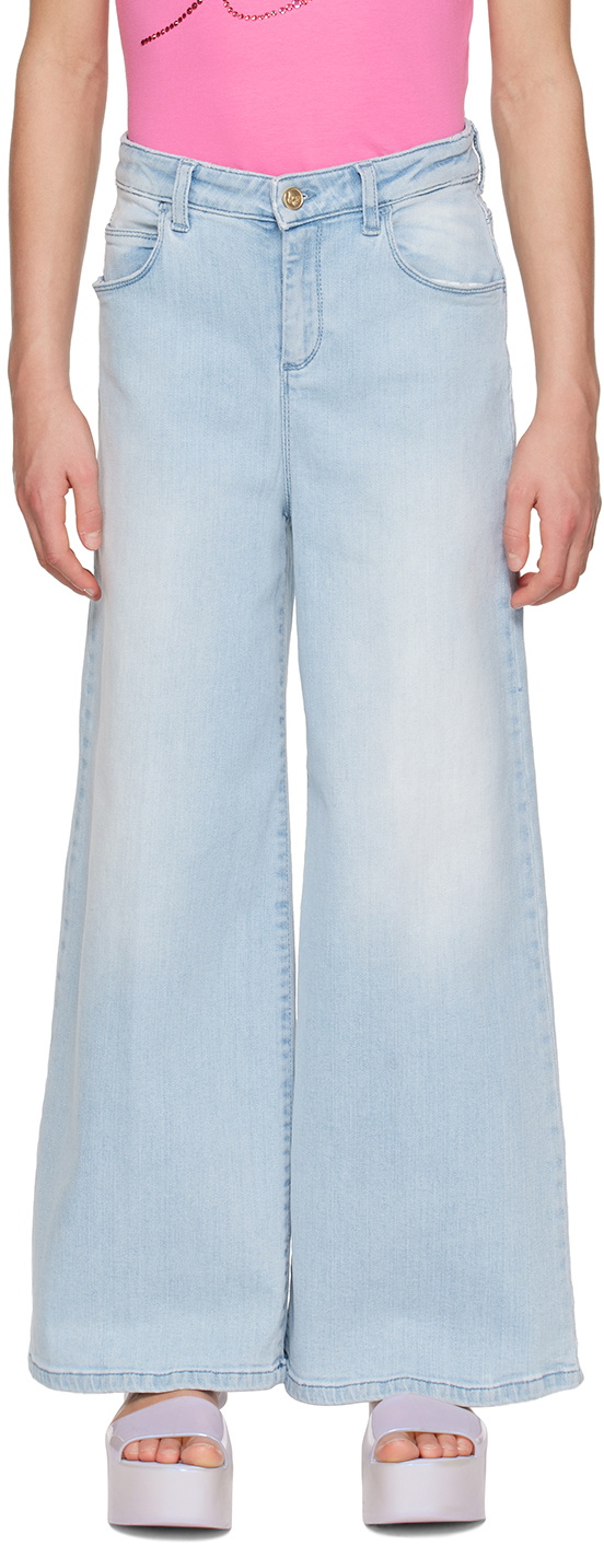Miss Blumarine Kids Blue Printed Jeans
