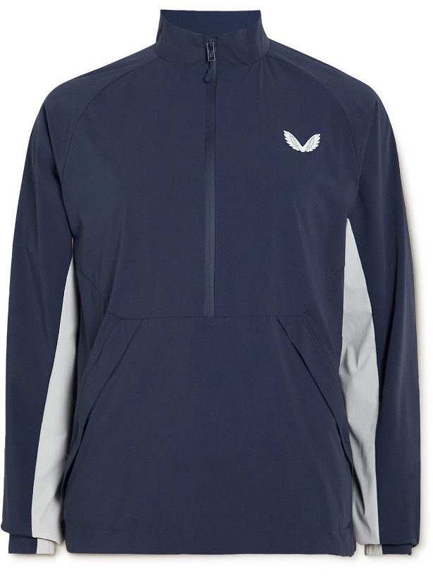 Photo: Castore - Logo-Print Stretch-Shell Half-Zip Golf Jacket - Blue