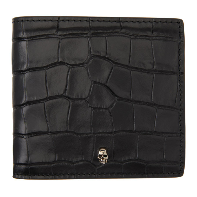 Photo: Alexander McQueen Black Croc Skull Bifold Wallet