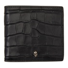 Alexander McQueen Black Croc Skull Bifold Wallet