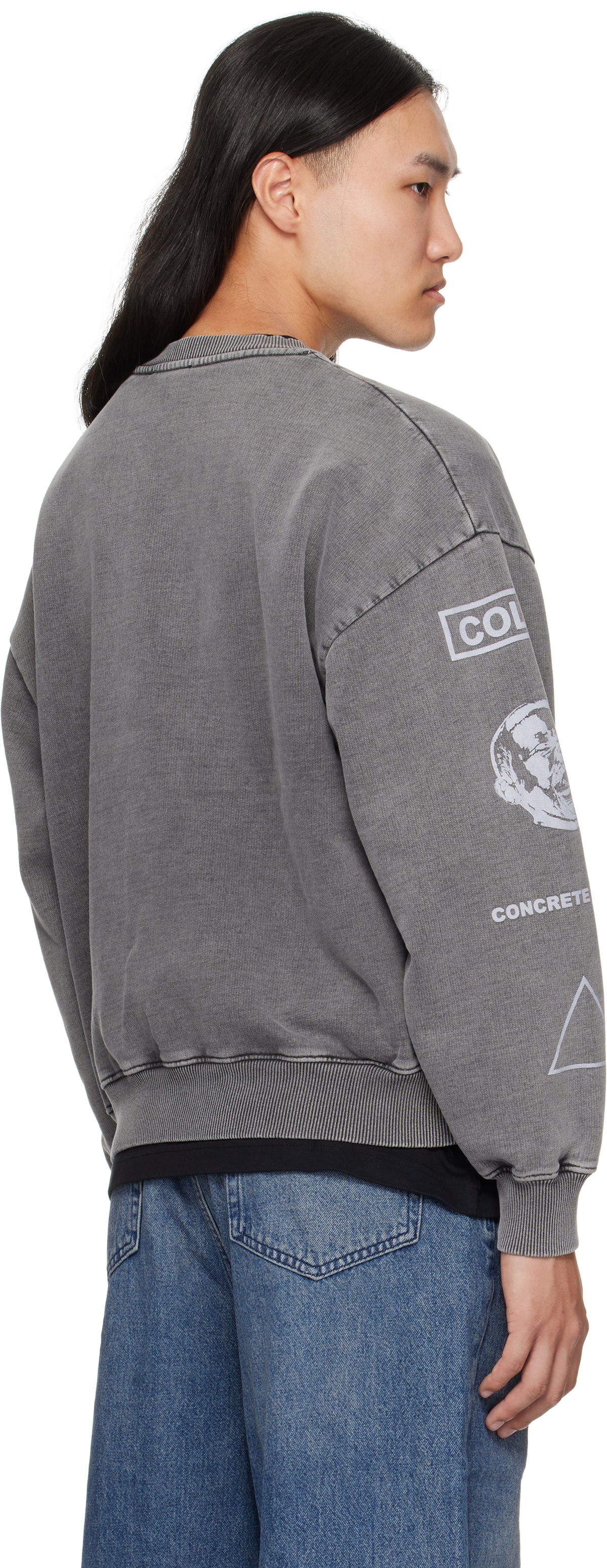 Han Kjobenhavn Gray Graphic Printed Crewneck Sweatshirt