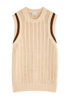 DRÔLE DE Monsieur Le Débardeur Maille Cable-knit Cotton-blend Vest Cream