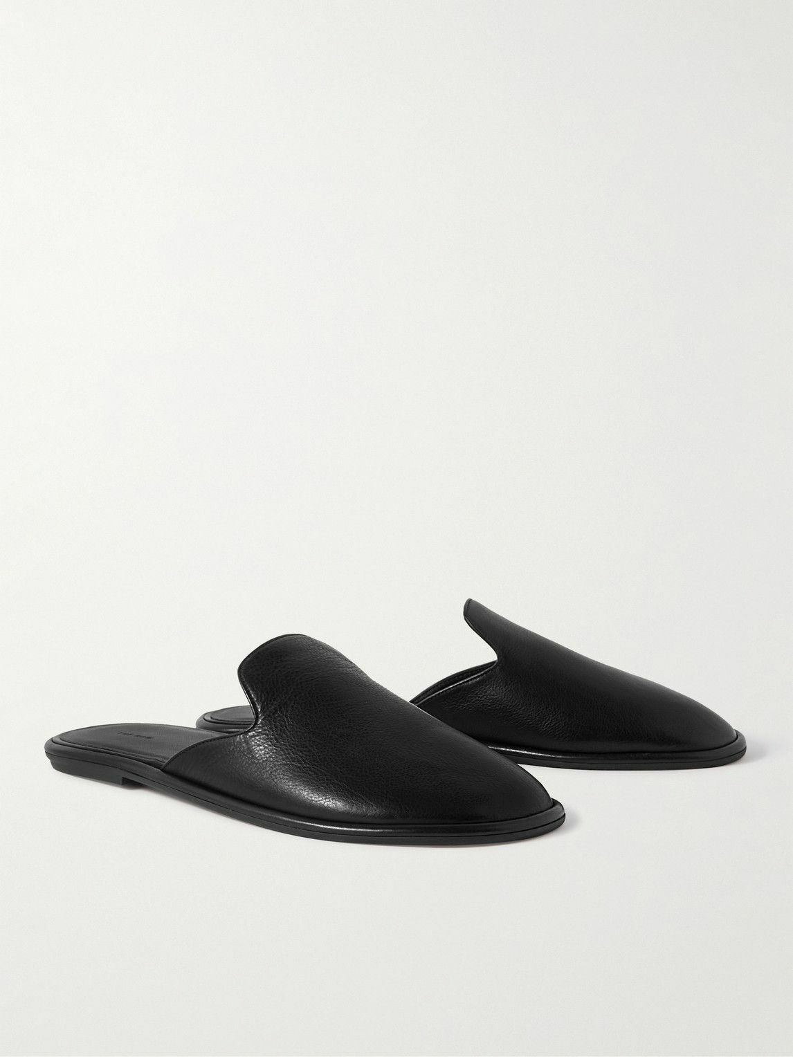 The Row - Roger Leather Slides - Black The Row