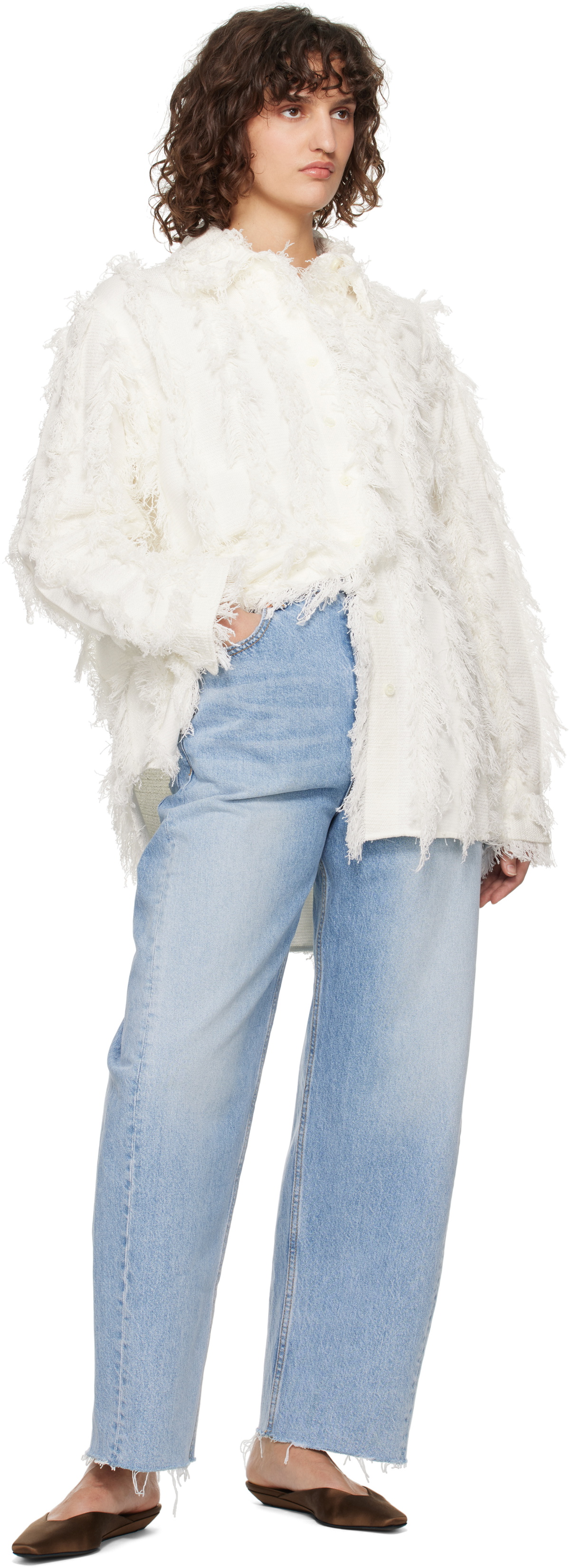 RECTO Blue 90s High-Rise Curved Leg Jeans