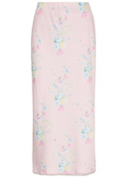 Loveshackfancy Kalo Floral-print Satin Midi Slip Skirt Pink