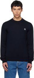 Balmain Navy Fine Silk & Cotton Sweater