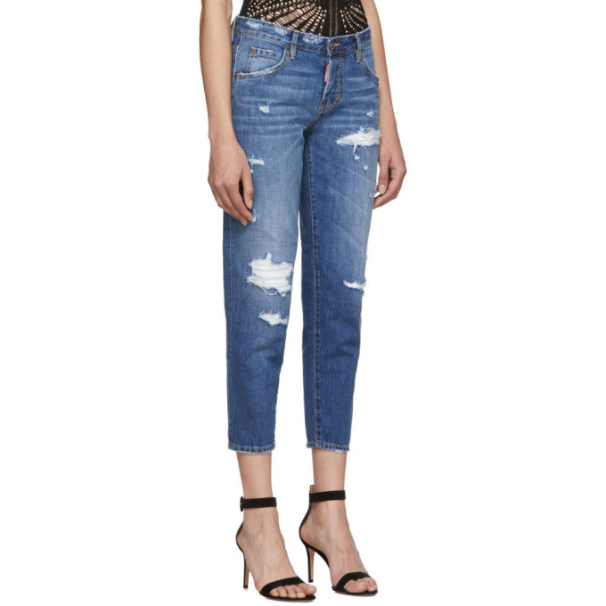 Dsquared2 Blue Denim Hockney Ripped Jeans Dsquared2