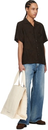 Taiga Takahashi Brown Lot. 113 Open Collar Shirt