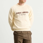 Percival Men's Public Library Knitted Crew Jumper in Ecru