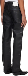 Karmuel Young Black Re-Edited Overprinted PU Leather Jeans