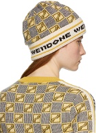 We11done Yellow Logo All Over Short Beanie
