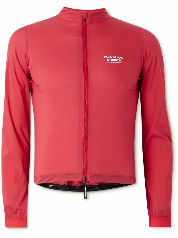 Photo: Pas Normal Studios - Slim-Fit Logo-Print Nylon Cycling Jacket - Red