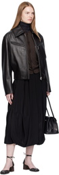 LEMAIRE Brown Boxy Leather Blouson Jacket