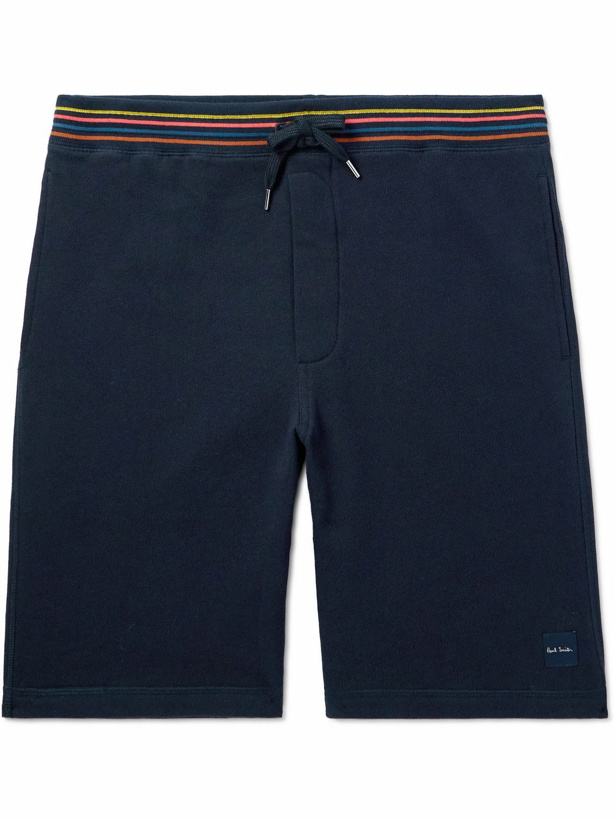 Photo: Paul Smith - Logo-Appliquèd Striped Cotton-Jersey Shorts - Blue