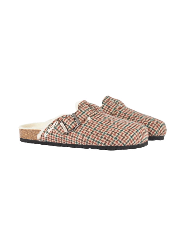 Photo: MC2 Saint Barth Woman Furry Sandal Clogs With Pied De Poule Print