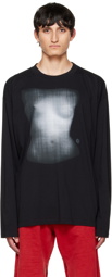 MM6 Maison Margiela Black Printed Long Sleeve T-Shirt
