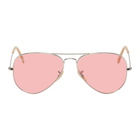 Ray-Ban Silver and Pink Aviator Sunglasses