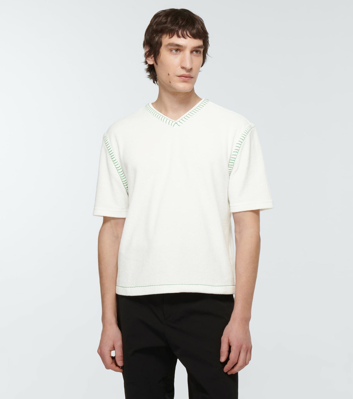 Bottega Veneta - Embroidered v-neck T-shirt Bottega Veneta
