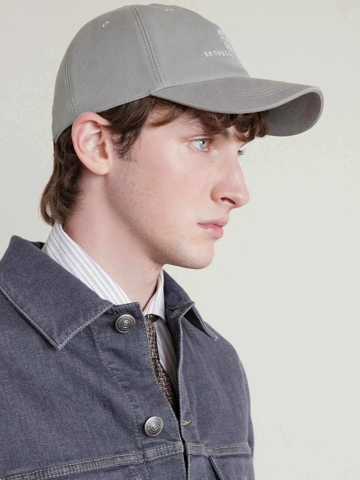 Brunello Cucinelli - Logo-Embroidered Leather-Trimmed Cotton-Twill Baseball Cap - Green
