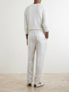 Brunello Cucinelli - Straight-Leg Pinstriped Pleated Linen Trousers - White