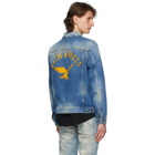 Palm Angels Blue Denim College Eagle Jacket