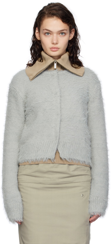 Photo: AMOMENTO Gray Shaggy Cropped Cardigan