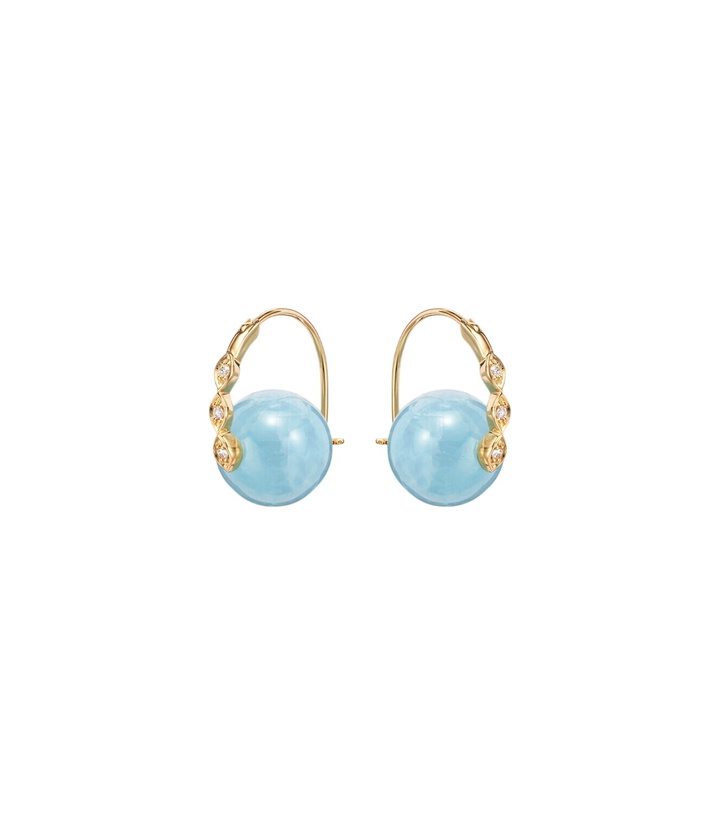 Photo: Sydney Evan 14kt gold (585/1000) earrings with diamonds and aquamarines